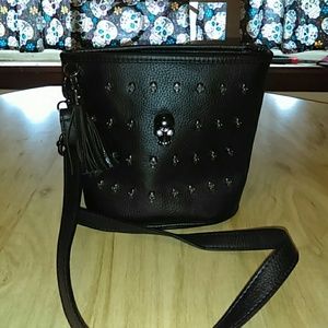 Small black leather handbag